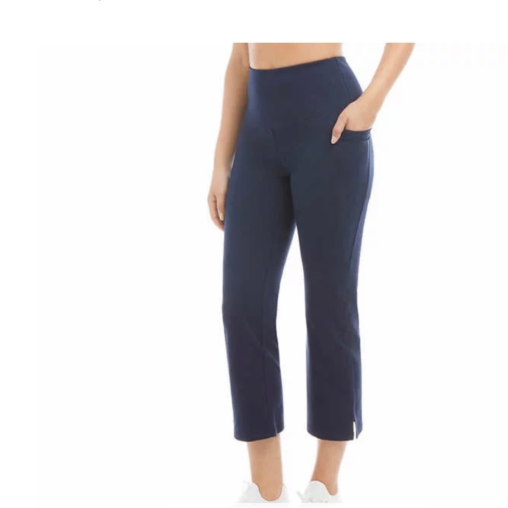Jockey cropped slit flare pant , small, nocturne